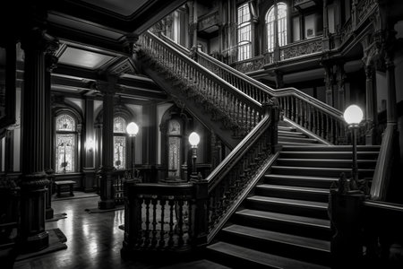 Staircase in the interior of the New York State Capitol.の素材