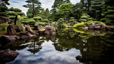 Japanese garden in Kyoto, Japan. Beautiful Japanese garden in Kyoto, Japan.の素材