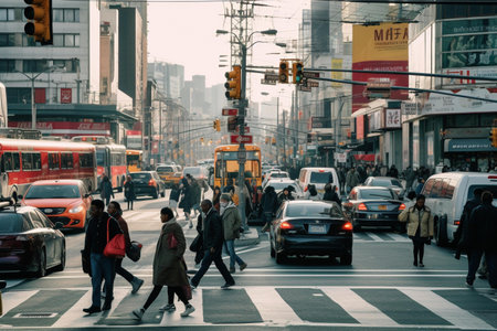 Unidentified people crossing the street in Hong Kong.の素材