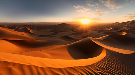 Sand dunes in the Sahara desert at sunset. Morocco, Africaの素材