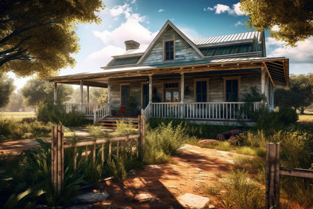 Abandoned wooden house in the countryside. Filtered image processed vintage effect.の素材