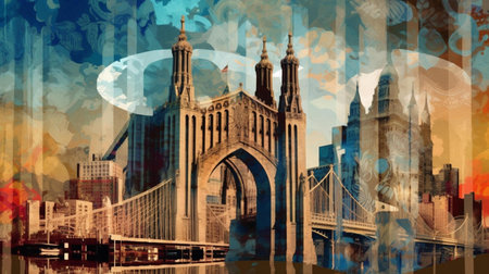 Manhattan Bridge, New York City, United States of America.の素材