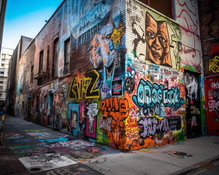 Graffiti on a wall in Brooklyn, New York Cityの素材