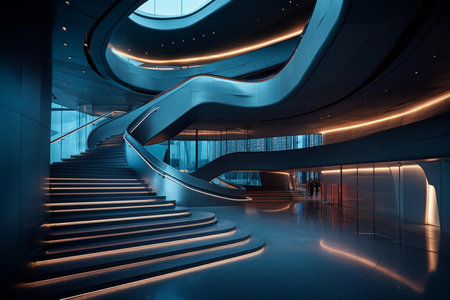 interior of modern office building,3d render and illustration designの素材