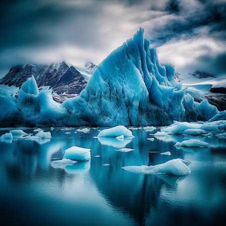 Ice formations and icebergs in Glacier Lagoon, Iceland, Europeの素材