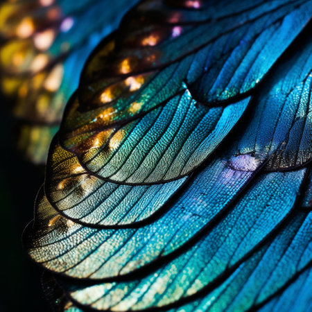Macro shot of a beautiful wing of a peacock butterfly.の素材