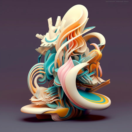 3d render, abstract background with curvy shapes, waves and linesの素材