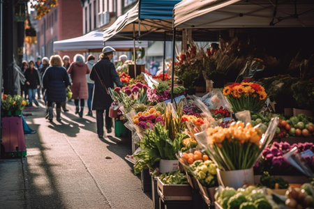 Unidentified people shopping at Borough Market in London. Borough Market is one of the oldest markets in London.の素材