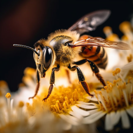 Close up of bee on a flower. Shallow depth of field.の素材
