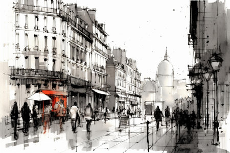 Lisbon art drawing sketch illustration fun design vintage retro old streetの素材