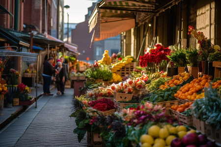 Fruits and vegetables on the street market in Barcelona, Spainの素材