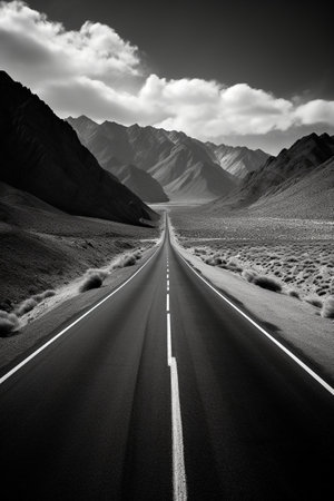 Highway in the mountains, Leh, Ladakh, India.の素材