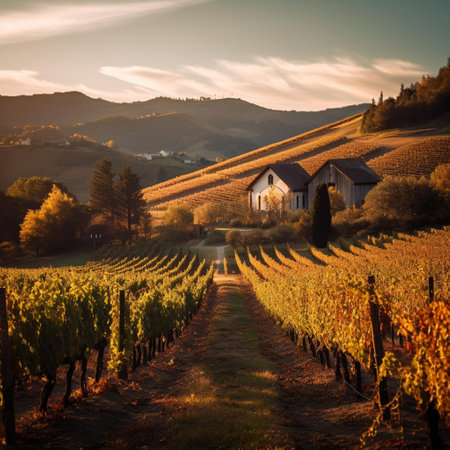 Vineyards in Tuscany, Italy. Autumn vineyardsの素材