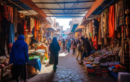 Unidentified people walking in the bazaar in Dubai, United Arab Emiratesの素材