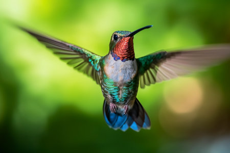 Hummingbird in flight, hummingbird in flight, wildlife scene from tropical rainforest, Costa Ricaの素材