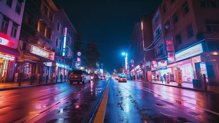 Night street view of Belgrade, Serbiaの素材