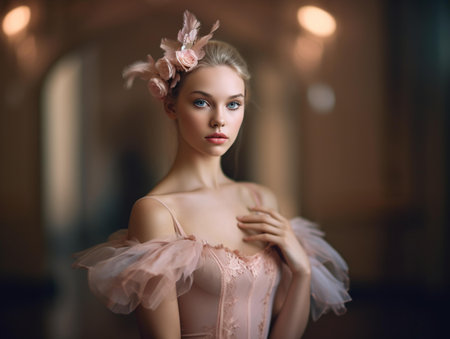 Portrait of a beautiful young woman in pink lingerie. Beauty, fashion.の素材