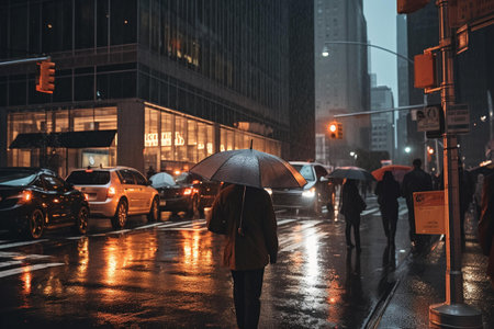 Rainy day in New York City, United States of America.の素材
