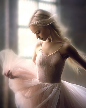 Attractive young ballerina posing in a studio. Beauty, fashion.の素材