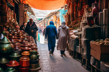 Unidentified people walking in the souk in Dubai, United Arab Emiratesの素材