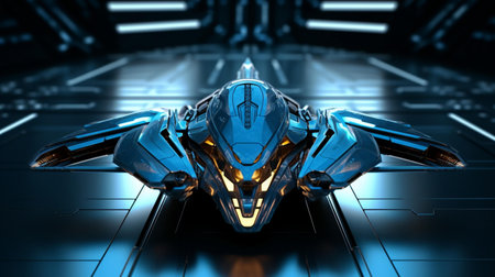 cyborg in abstract space 3d rendering for science fiction and technology conceptの素材