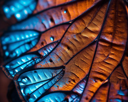 Macro close up of leaf texture background. Color of the year 2019.の素材