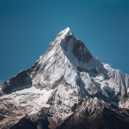 Mountain peak in Himalayas, Annapurna Conservation Area, Nepalの素材