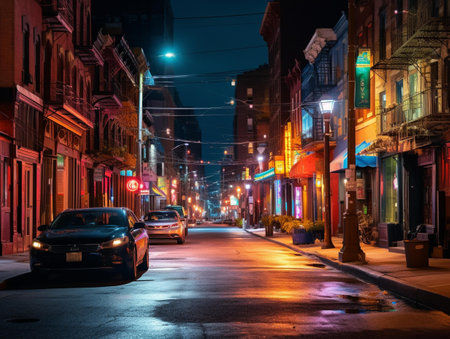 Beautiful night view of the old town in Philadelphia, Pennsylvania.の素材
