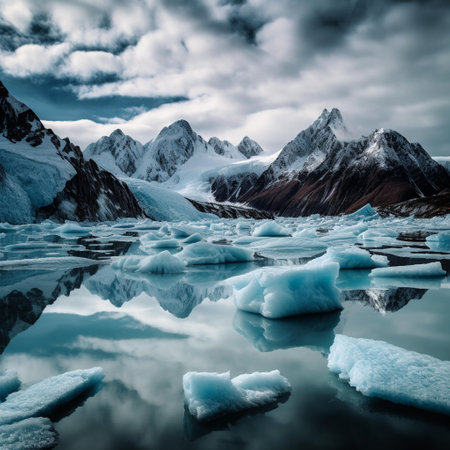 Icebergs in Glacier Lagoon, Torres del Paine National Park, Chileの素材