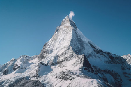 Matterhorn peak with snow and clear blue sky, Zermatt, Switzerlandの素材