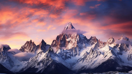 Panorama of Mount Fitz Roy, Patagonia, Argentinaの素材