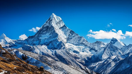 Beautiful panoramic view of Mount Everest in Himalayas, Nepalの素材