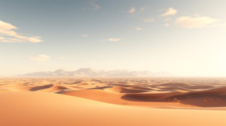 Desert landscape with sand dunes. 3d render illustration.の素材