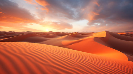 Sand dunes in the Sahara desert at sunset. 3d renderingの素材