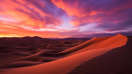 Sand dunes in the Sahara desert at sunset, Morocco, Africaの素材