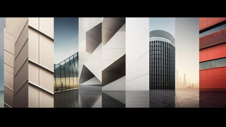 Abstract architecture background with modern skyscrapers. 3D rendering.の素材