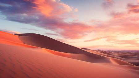 Desert sand dunes at sunset. 3d render illustration.の素材