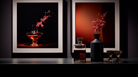 3d illustration of perfume bottles on a black background. 3d renderingの素材