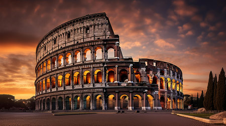 Colosseum in Rome, Italy at sunset. Famous landmark.の素材