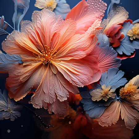Abstract floral background with hibiscus flowers. 3d renderingの素材