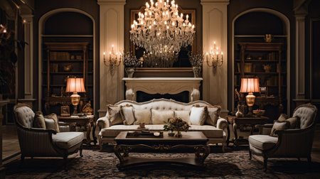 Luxury living room interior with classic furniture. Baroque style.の素材