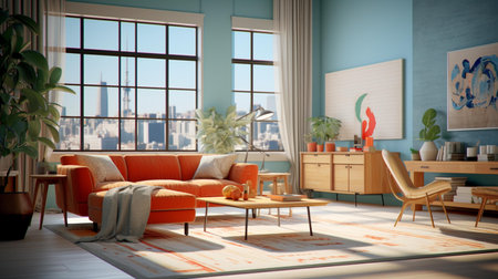 Interior of the living room. 3d rendering, 3d illustrationの素材
