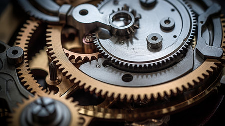 Close up of the gears of an old clockwork. Shallow depth of fieldの素材
