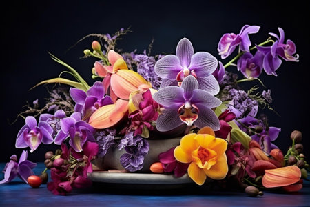 Bouquet of orchids, orchids and other flowersの素材