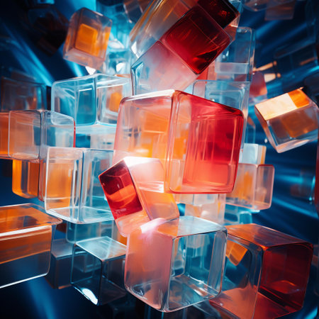 abstract background with glass cubes. 3d rendering, 3d illustration.の素材