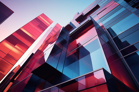 Abstract modern architecture. Skyscrapers in business district. 3d renderingの素材