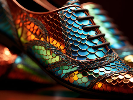 Close up shot of colorful women's shoes. Shallow depth of fieldの素材