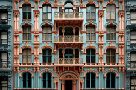 Facade of an old building in the center of Barcelona, Spainの素材
