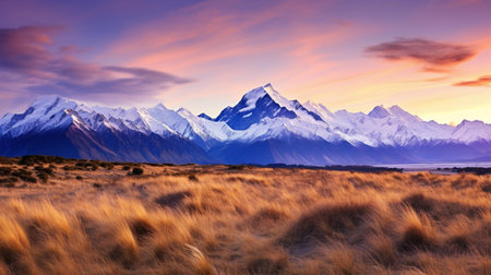 Beautiful panoramic view of Mount Cook, South Island, New Zealandの素材