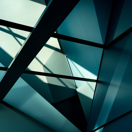 Abstract blue geometric background. 3d rendering, 3d illustration.の素材